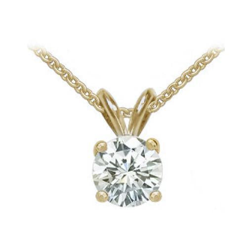 Pendentif Solitaire En Réel Diamant Avec Chaîne 1.51 Ct. Collier Or Jaune