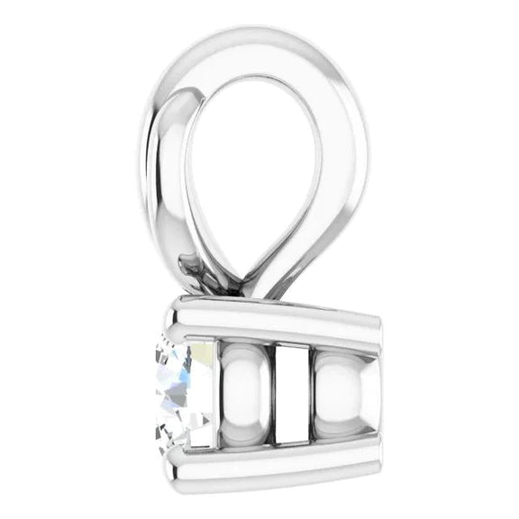 Pendentif Solitaire Naturel Diamant Or Blanc 14K