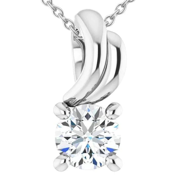 Pendentif Solitaire Naturel Diamant 2.50 Carats Or Blanc 14K