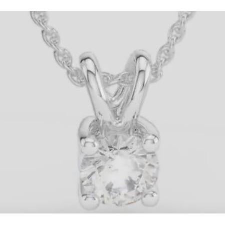 Pendentif Solitaire Réel Diamant 2 Ct Or Blanc 14K Diamant Rond Serti