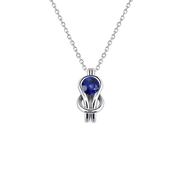 Pendentif Solitaire Saphir Bleu Rond Style Torsadé 0.50 Carats