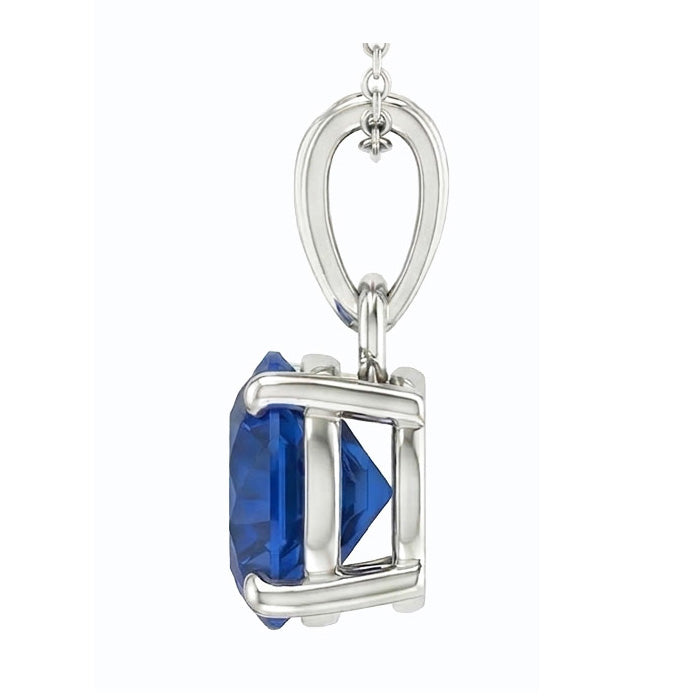 Pendentif Solitaire Saphir de Ceylan Rond Serti de 4 Griffes Bijoux 3 carats
