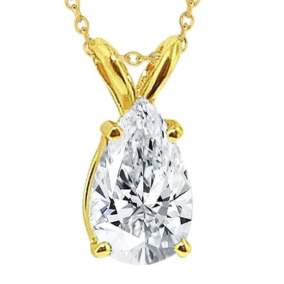 Pendentif Solitaire Véritable Diamant Poire 2 Carats