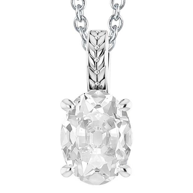 Pendentif Solitaire Véritable Diamant Slide Ovale Vieux mineur 5 Carats