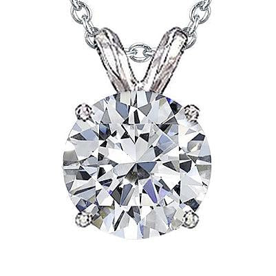 Pendentif Style Solitaire Véritable Diamant 3 Carats Avec Chaîne
