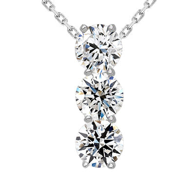 Pendentif Voyage Naturel Diamant Rond 3 Pierres Or 3.75 Carats 14K
