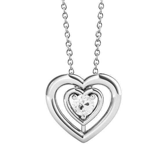 Pendentif coeur en or blanc 0,50 carat avec Naturel diamant rond