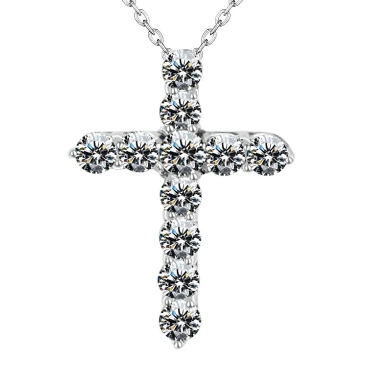 Pendentif croix en or blanc et Authentique diamants ronds