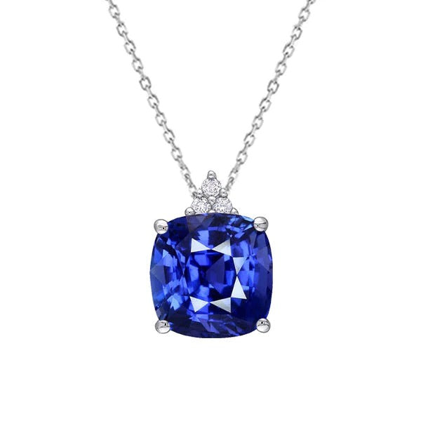 Pendentif en or 14K avec pierres précieuses coussin et collier en diamant rond 3.25 quilates