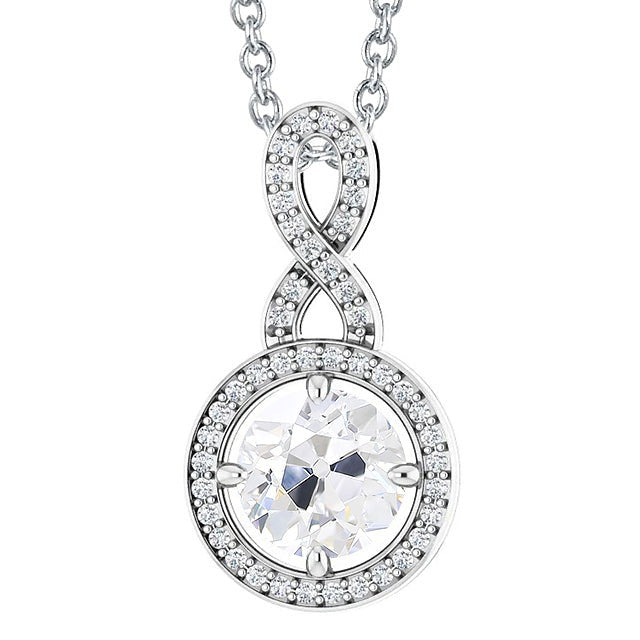 Pendentif en or 14K et Réel diamants Coupe Ronde Old Miner 4 carats serti de griffes