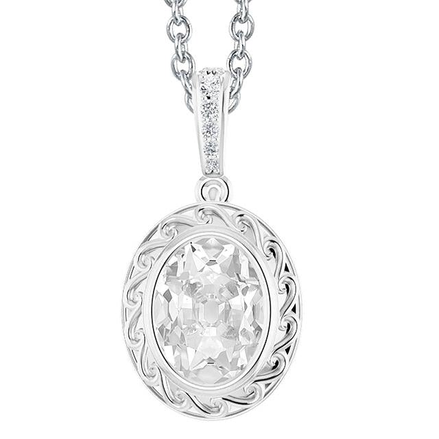 Pendentif en or Véritable diamant avec lunette sertie ovale Vieux mineur 4.50 Carats