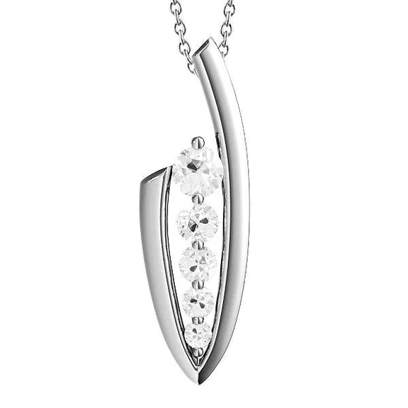 Pendentif en or cinq pierres Nature diamant rond ancien mineur forme V 2 carats