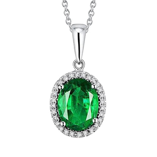 Pendentif ovale émeraude Vert et diamant rond pierres précieuses 7 carats bijoux neuf
