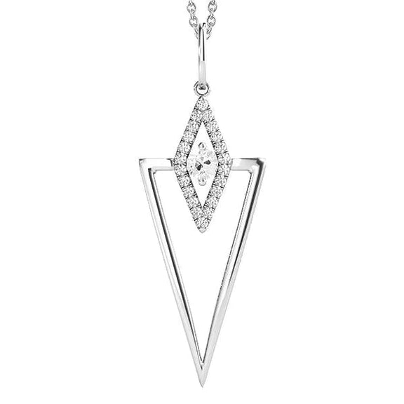 Pendentif triangle or blanc Réel diamant rond 1.50 carat