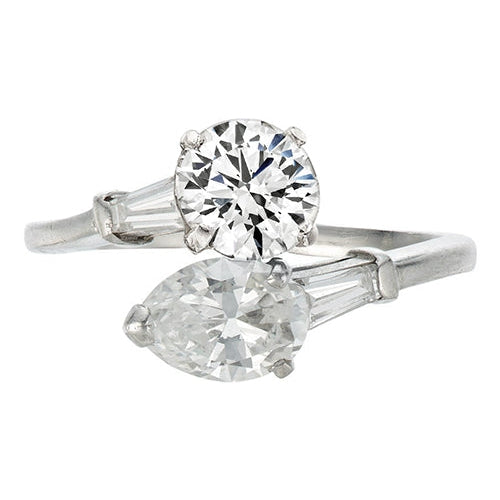 Poire Et Rond Toi Et Moi Naturel Diamant Bague