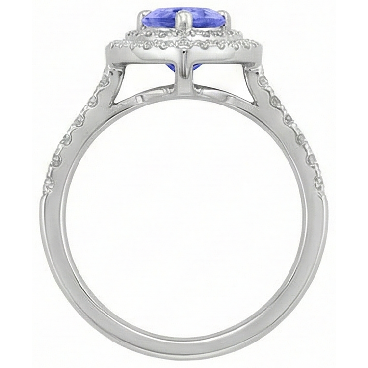 Poire Tanzanite Avec Diamants Naturels Extraits des Mines ( et non cultivés en laboratoire ) 5.25 Ct Alliance Or Blanc 14K