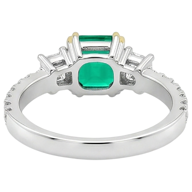 Émeraude Fine Bague Pierre Précieuse 2-carats Or Deux Tons 14 Carats – vue arrière