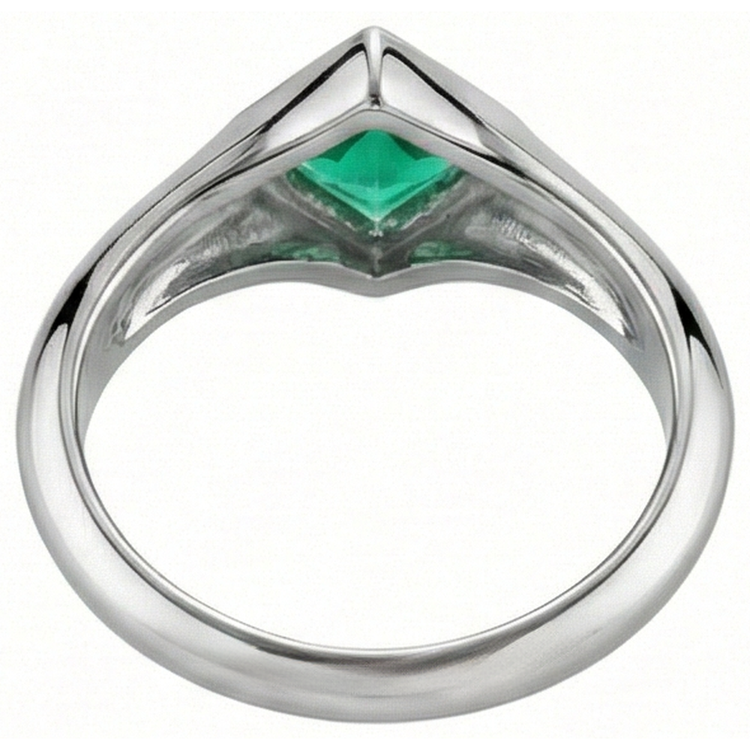 Émeraude Fine Bague Pierre Précieuse 1 carats Or Blanc 14 Carats – vue arrière