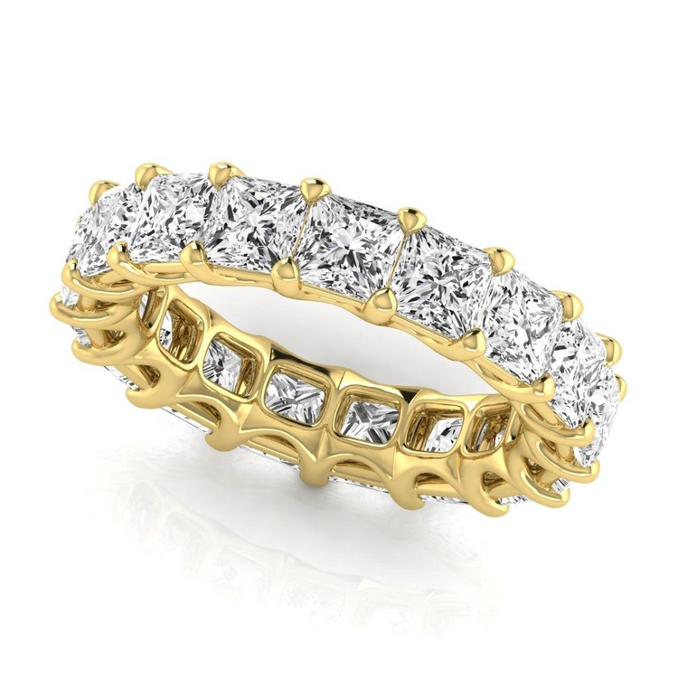 Taille Princesse Diamant Fin bague en Or Jaune 14 Carats – vue de côté