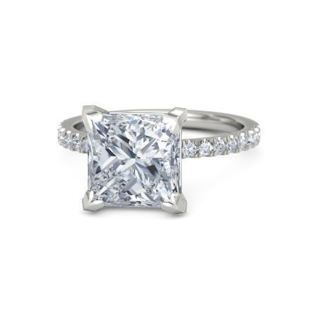 Princesse Et Coupe Ronde 3.75 Ct. Bague de Fiançailles Réel Diamant Or Blanc 14K