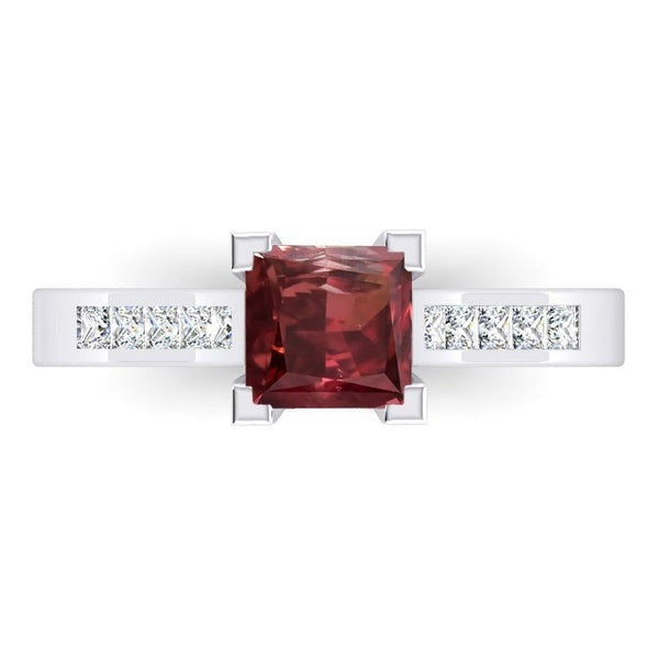 Princesse Rouge Rubis Bague Or Blanc