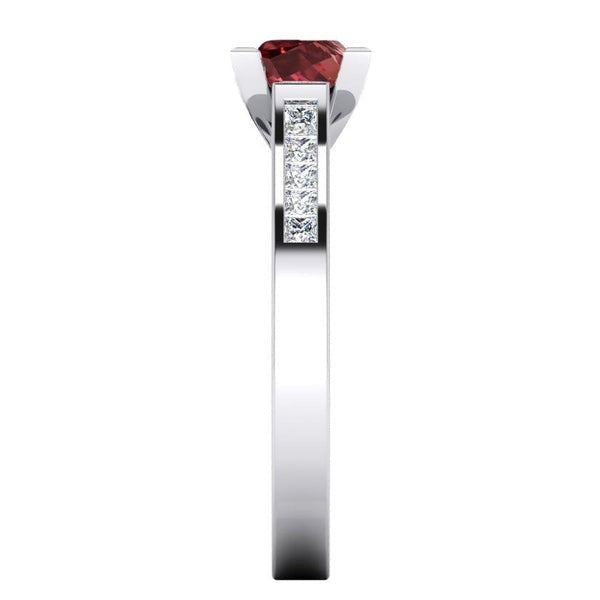 Princesse Rouge Rubis Bague Or Blanc