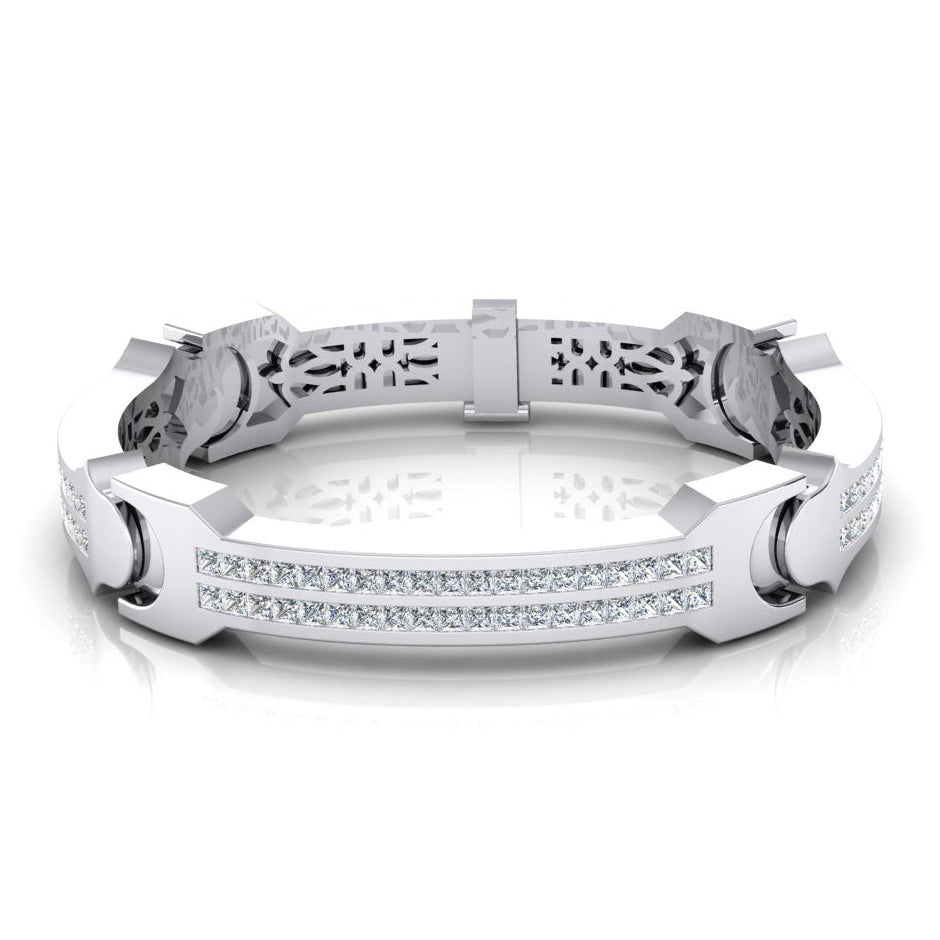Princesse Véritable Diamant Grand Bracelet Homme Or Lourd 6 mm Épaisseur 16 Carats