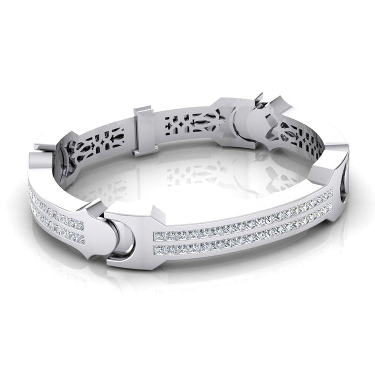 Princesse Véritable Diamant Grand Bracelet Homme Or Lourd 6 mm Épaisseur 16 Carats