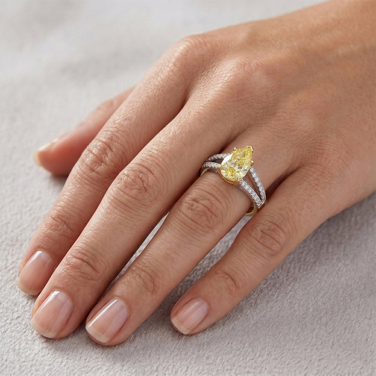 Pureté VVS Bague Statement – Diamant Canari 1,75 carats Or 14K
