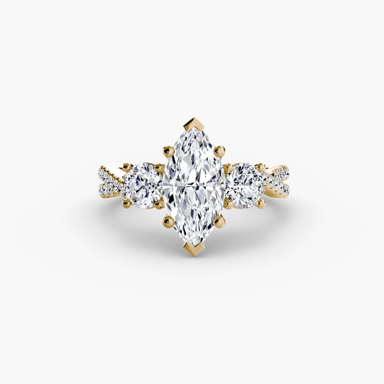 Diamant Taille Ronde Setting en Gold – gros plan