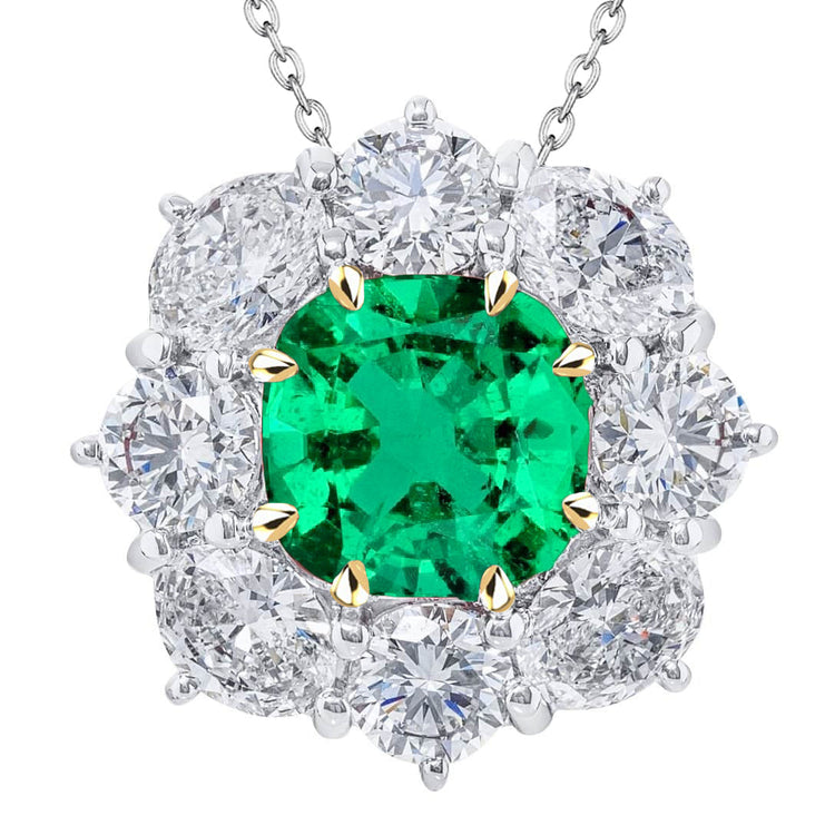 Pendentif Pierre Précieuse Or Deux Tons 14 Carats avec Émeraude Colombienne – vue principale