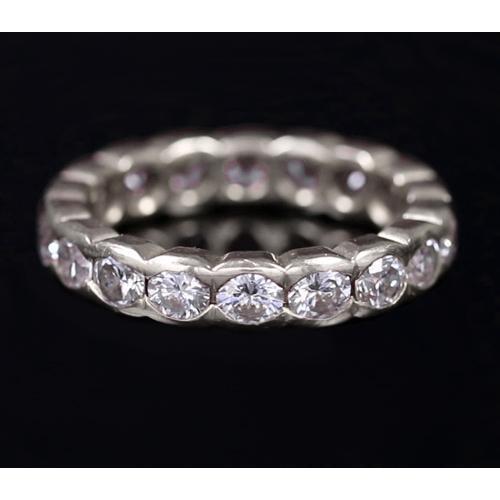 Réel Alliance Eternity 2.70 Carats Vieux Mineur Or Blanc 14K