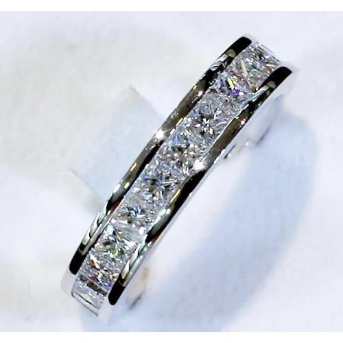 Réel Bague Anniversaire Diamant 4.60 Carats Taille Princesse Or Blanc 14K