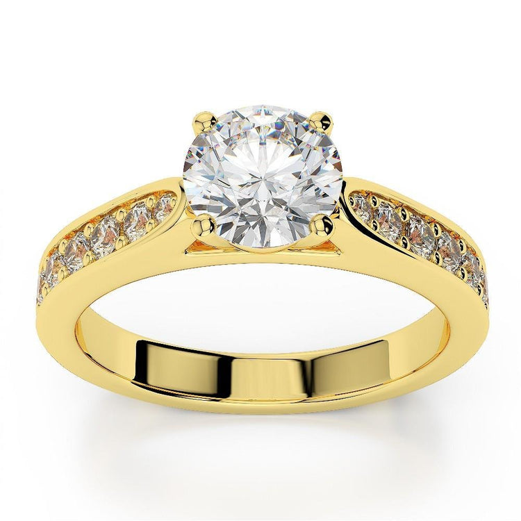 Réel Bague Anniversaire Diamants Taille Ronde 2.65 Carats Or Jaune 14K