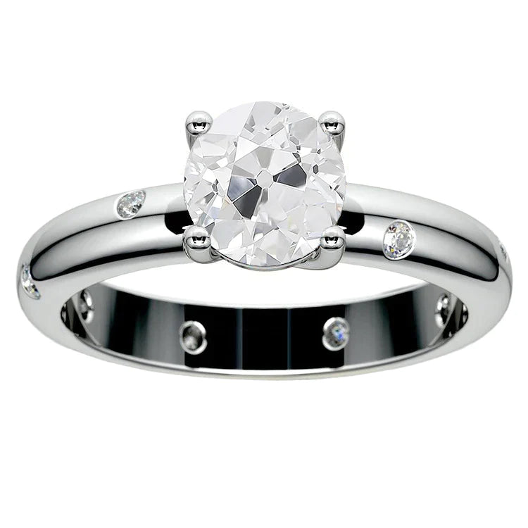 Réel Bague De Fiançailles Gypsy Old Miner Avec Accents En Or 3 Carats Sertie