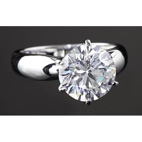 Réel Bague De Fiançailles Solitaire 3 Carats Sertie Griffes Or Blanc 14K