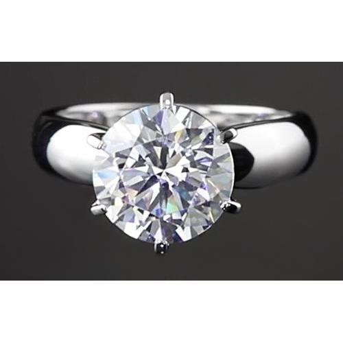 Réel Bague De Fiançailles Solitaire 3 Carats Sertie Griffes Or Blanc 14K