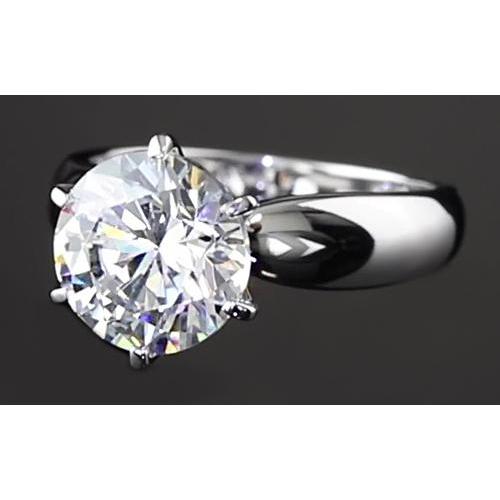 Réel Bague De Fiançailles Solitaire 3 Carats Sertie Griffes Or Blanc 14K