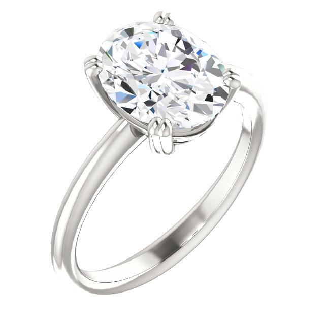 Réel Bague De Fiançailles Solitaire 4 Carats Serti Griffes Ovales Ou Blanc 14K