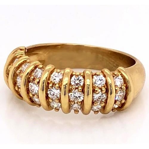 Réel Bague Diamant 2 Carats Style Vintage Diamant Or Jaune Femme Bijoux