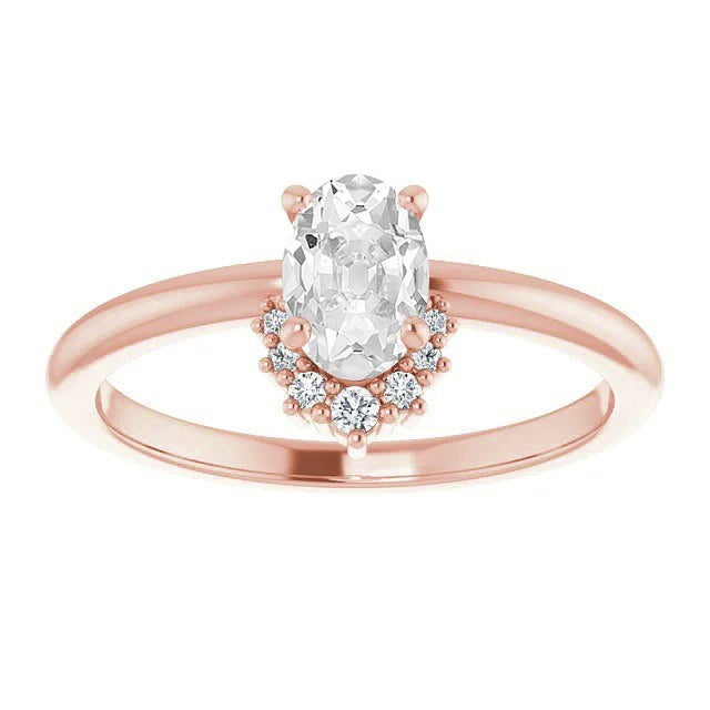 Réel Bague Diamant Européen Ronde & Ovale Ensemble 4 Griffes 2.50 Carats