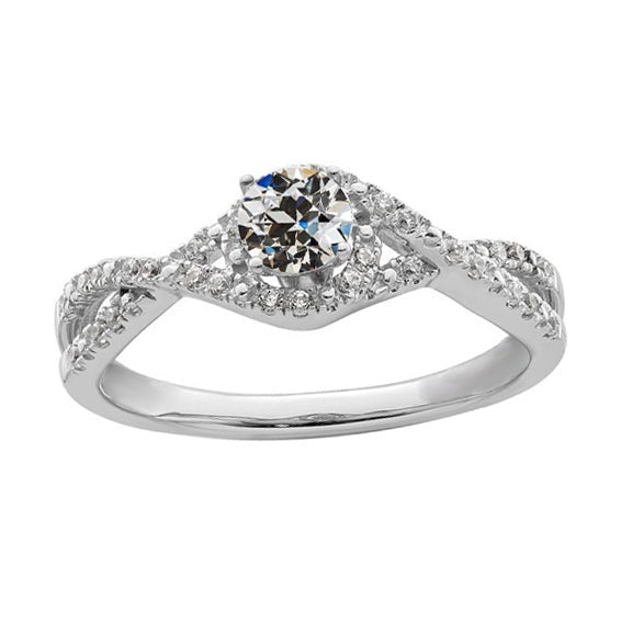 Réel Bague Diamant Rond Taille Ancienne Bague Crossover Bijoux Or 3 Carats