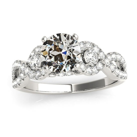 Réel Bague Diamant Rond Taille Ancienne Style Infini Or Blanc 4 Carats