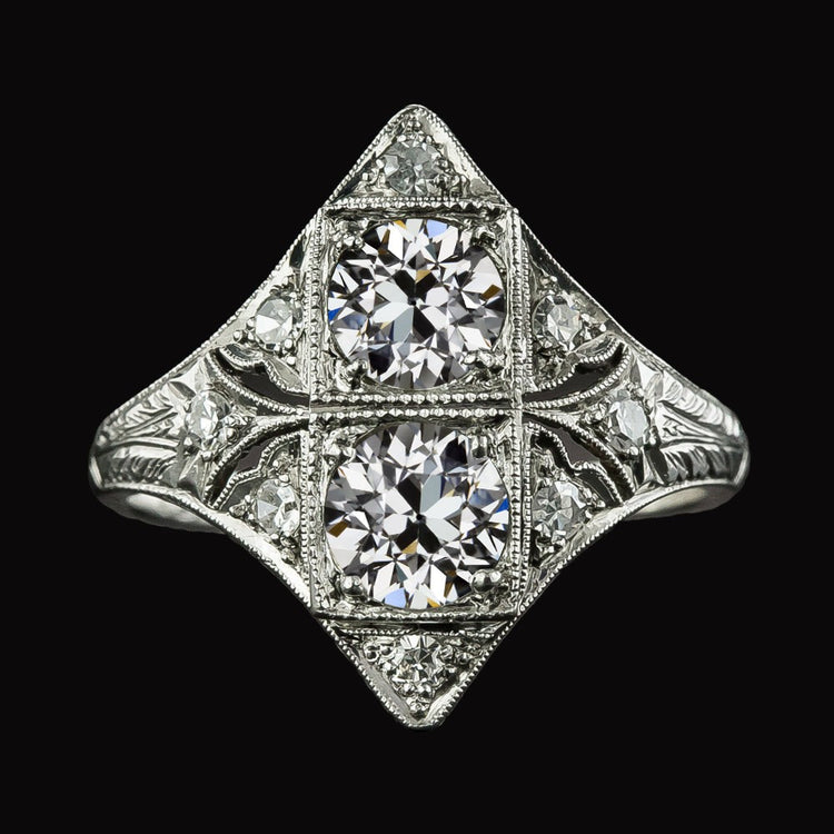 Réel Bague Diamant Rond Vieux Mineur Style Cerf-volant Antique 2.50 Carats Filigrane