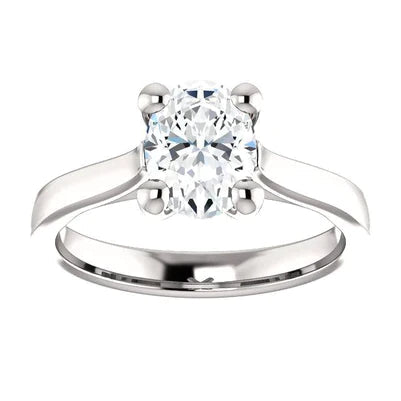 Réel Bague Diamant Solitaire Ovale Serti Cathédrale 3.50 Carats Bijoux Nouveau
