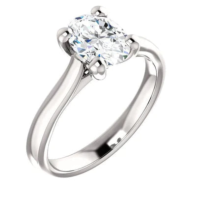 Réel Bague Diamant Solitaire Ovale Serti Cathédrale 3.50 Carats Bijoux Nouveau