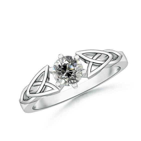 Réel Bague Diamant Solitaire Style Antique Ancienne Taille 1.50 Carats Or Blanc