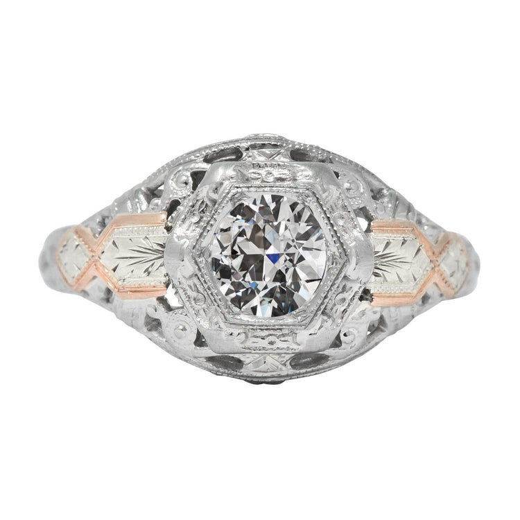 Réel Bague Fantaisie Diamant Taille Ancienne Solitaire Lunette Style Antique 2 Carats