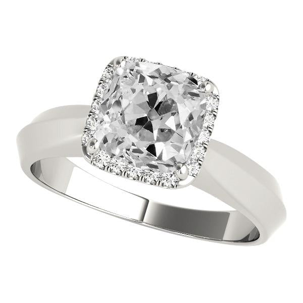 Réel Bague Halo de diamants taille coussin en or blanc 7.50 carats