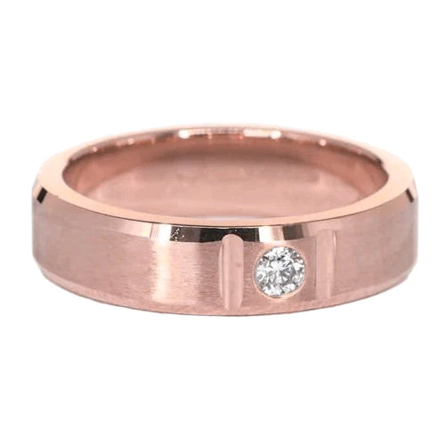 Réel Bague Homme Gypsy Finition Satinée 0.25 Carats Or Rose 14K